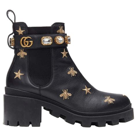 golden bee gucci boots|Gucci bee platform sneakers.